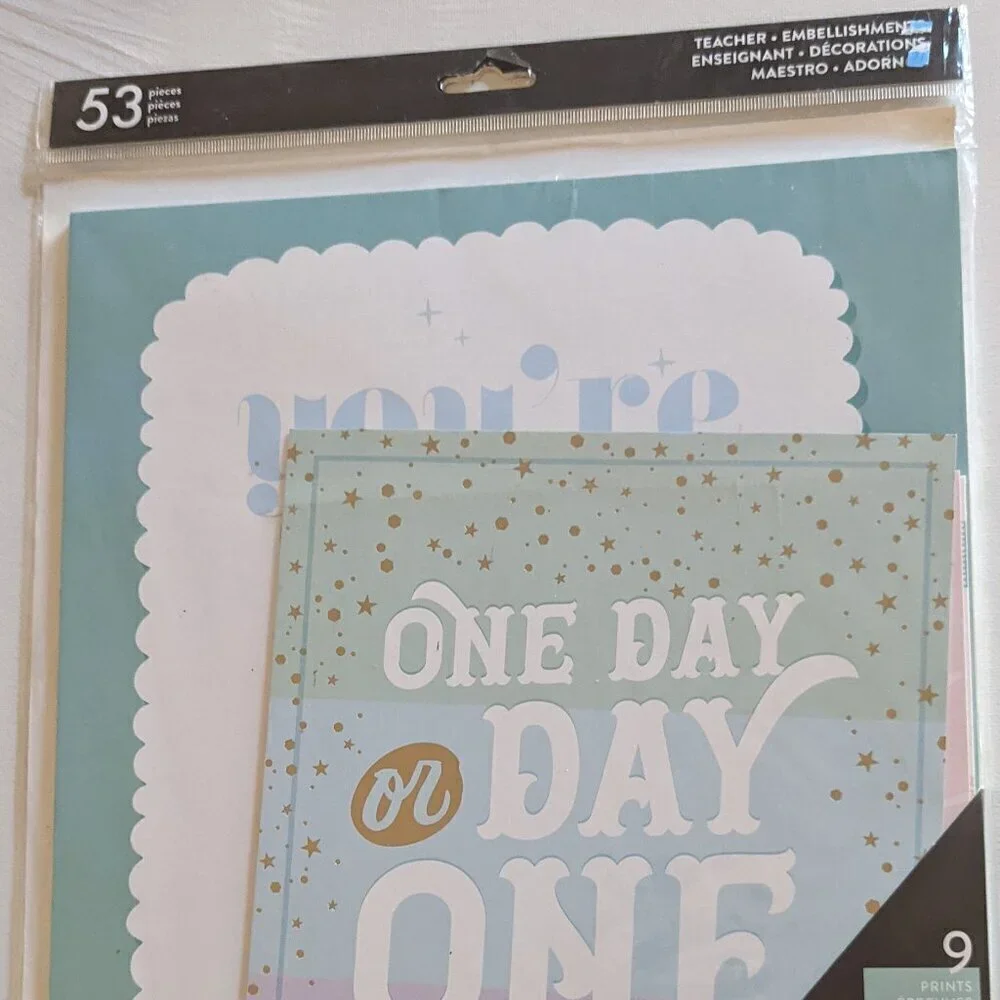NWT Back to School Happy Planner Teacher 'One Day Day One' 53pc Wall Art Kit